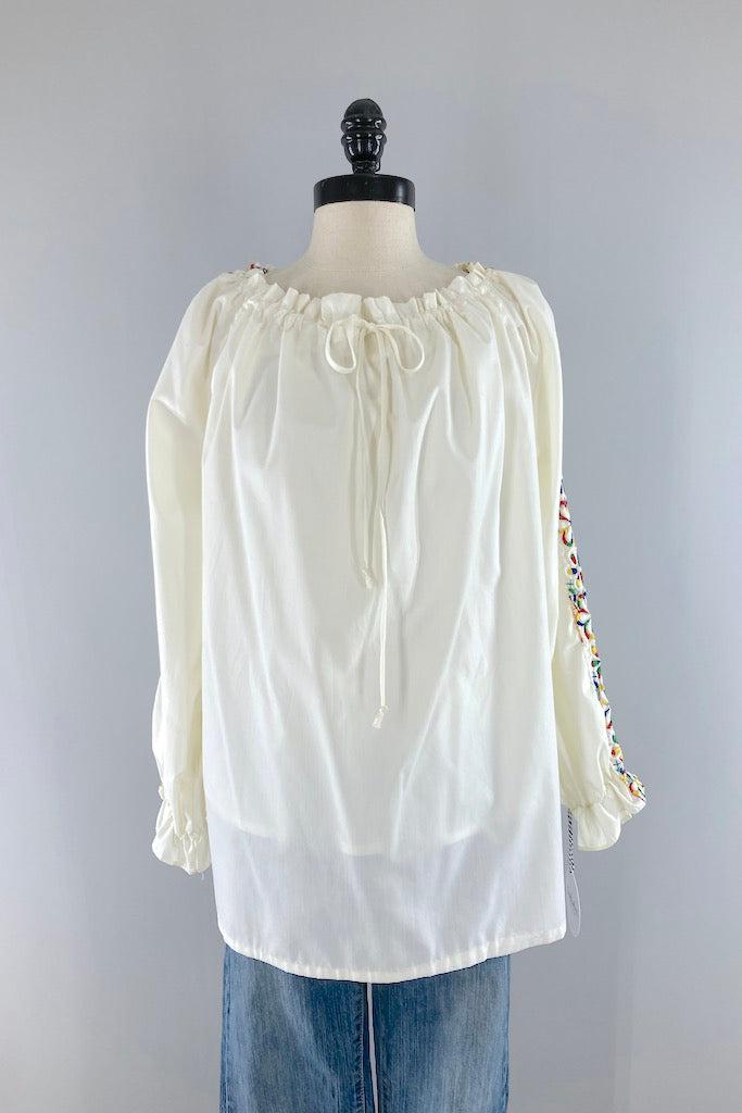 Vintage Rainbow Floral Embroidered Tunic-ThisBlueBird