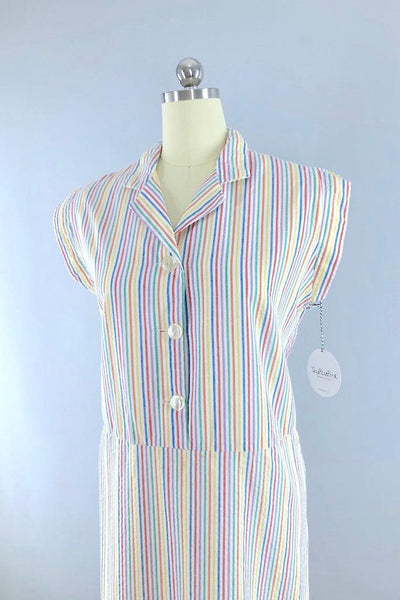 Vintage Rainbow Seersucker Dress-ThisBlueBird