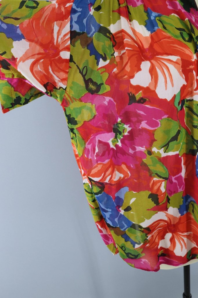 Vintage 1980s Floral Print Shirt / Indian Cotton Gauze Shirt - ThisBlueBird