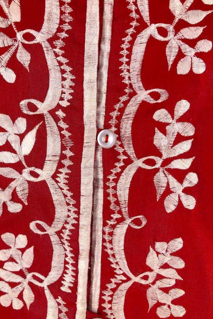 Vintage Red Embroidered Tunic Shirt-ThisBlueBird - Modern Vintage