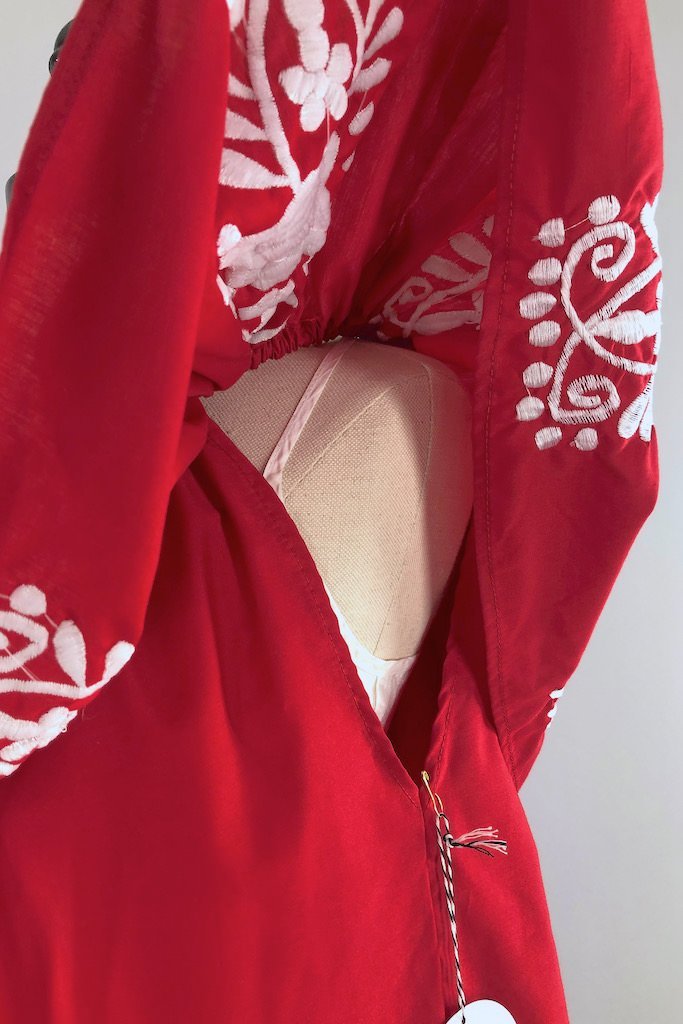 Vintage Red Embroidered Tunic-ThisBlueBird - Modern Vintage