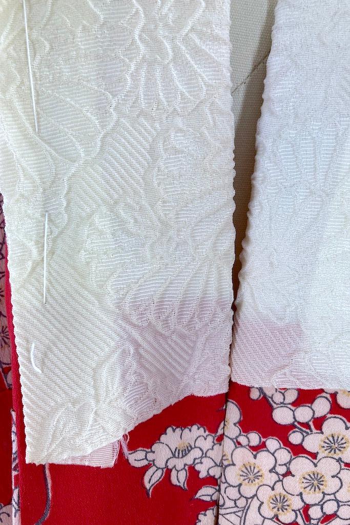 Vintage Red Floral Silk Juban Kimono-ThisBlueBird
