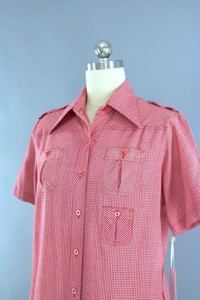 Vintage Red Gingham Shirt-ThisBlueBird
