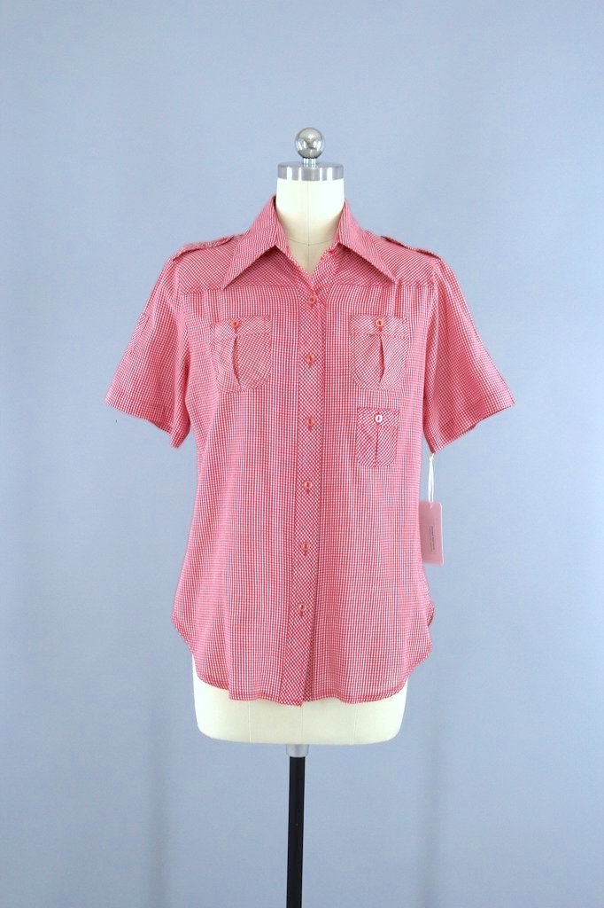 Vintage Red Gingham Shirt-ThisBlueBird