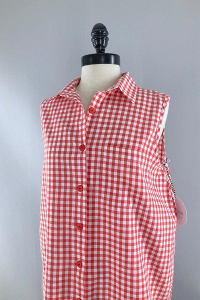 Vintage Red Gingham Summer Top-ThisBlueBird