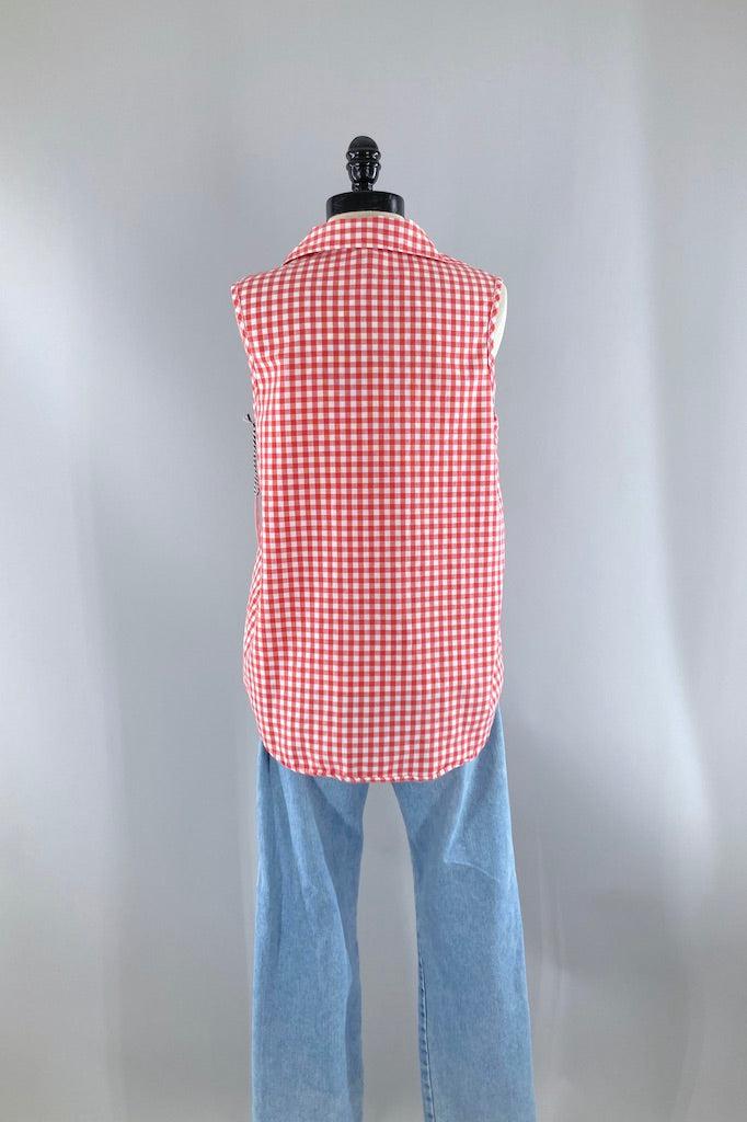 Vintage Red Gingham Summer Top-ThisBlueBird