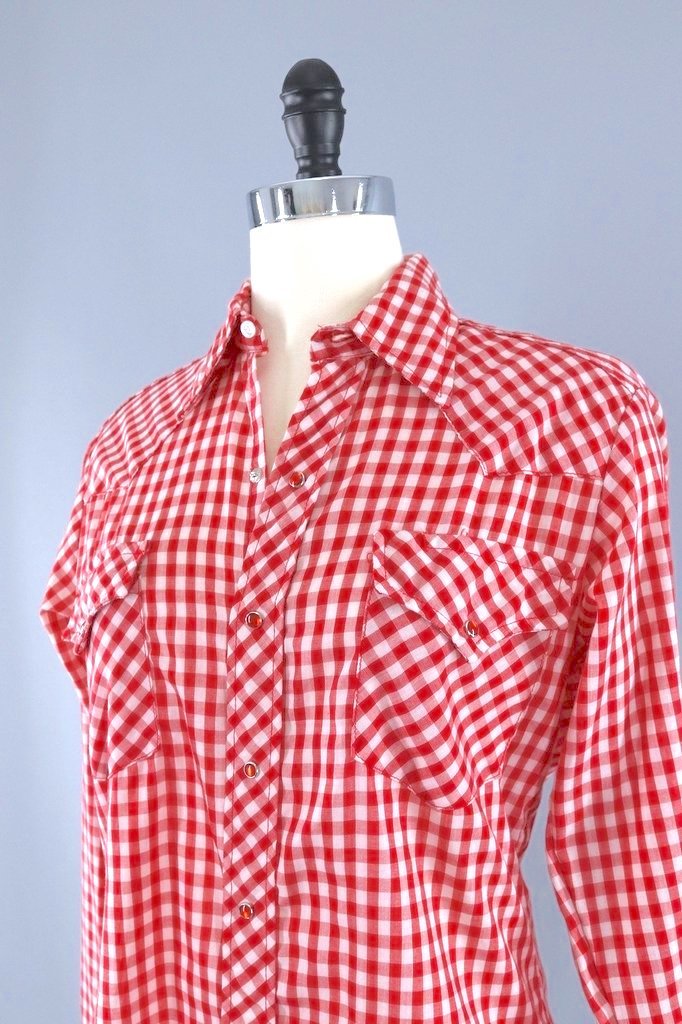 Vintage Red Gingham Western Shirt – ThisBlueBird