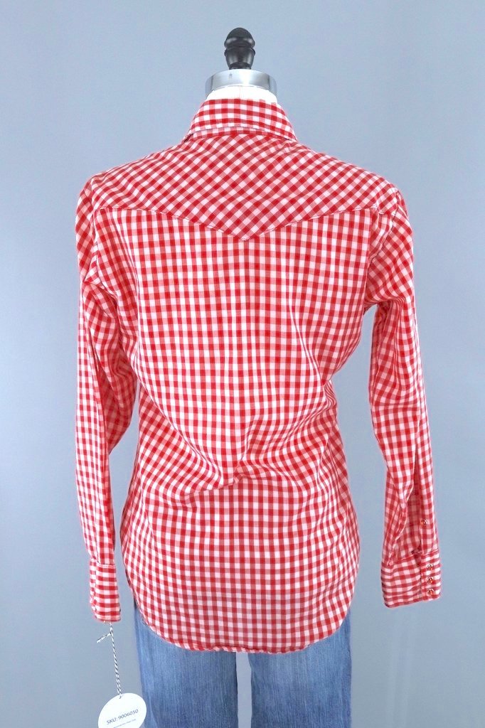 Vintage Red Gingham Western Shirt-ThisBlueBird