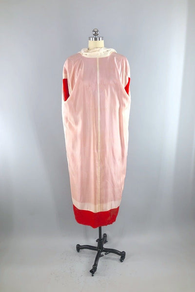 Vintage Red & Gold Cranes Silk Kimono Robe-ThisBlueBird - Modern Vintage
