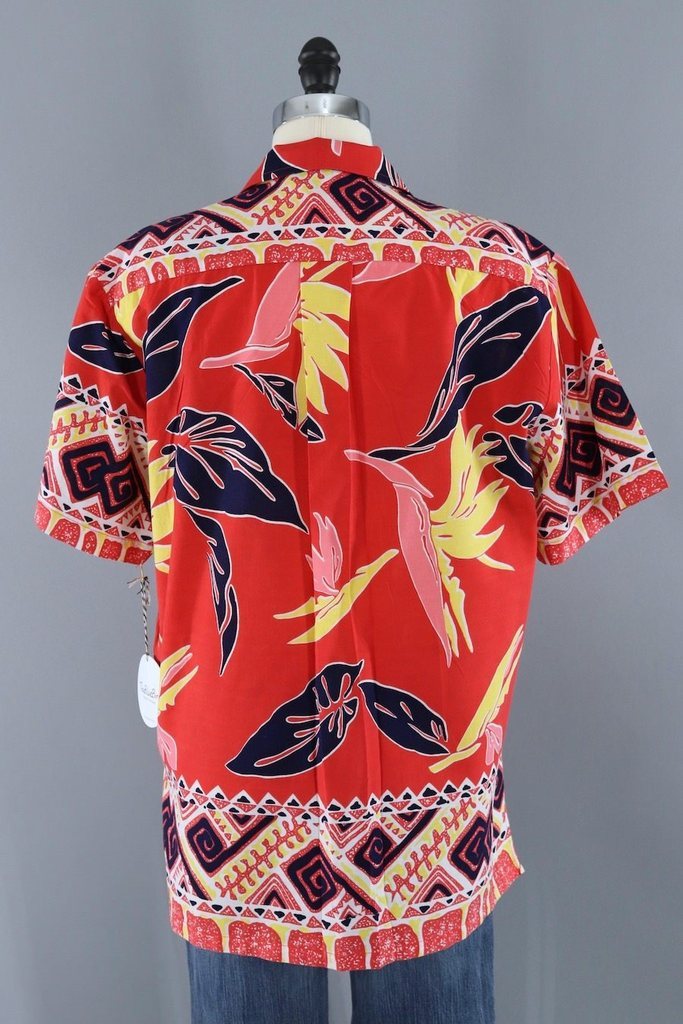 Vintage Red Hawaiian Print Shirt-ThisBlueBird - Modern Vintage
