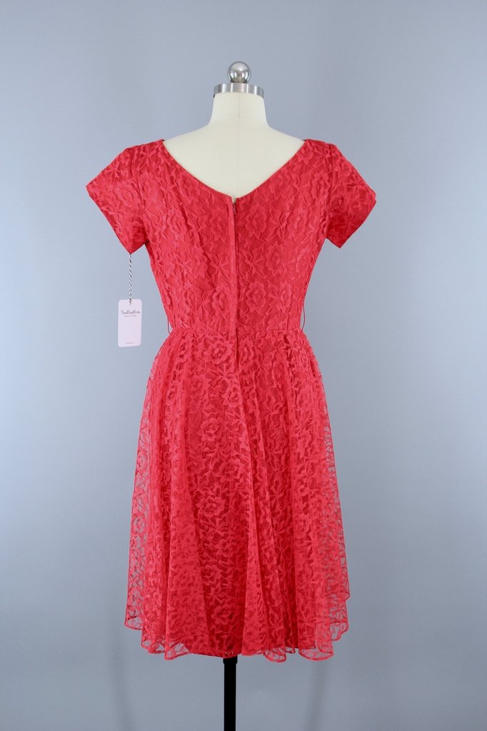 Vintage 1950s Red Lace Dress - ThisBlueBird