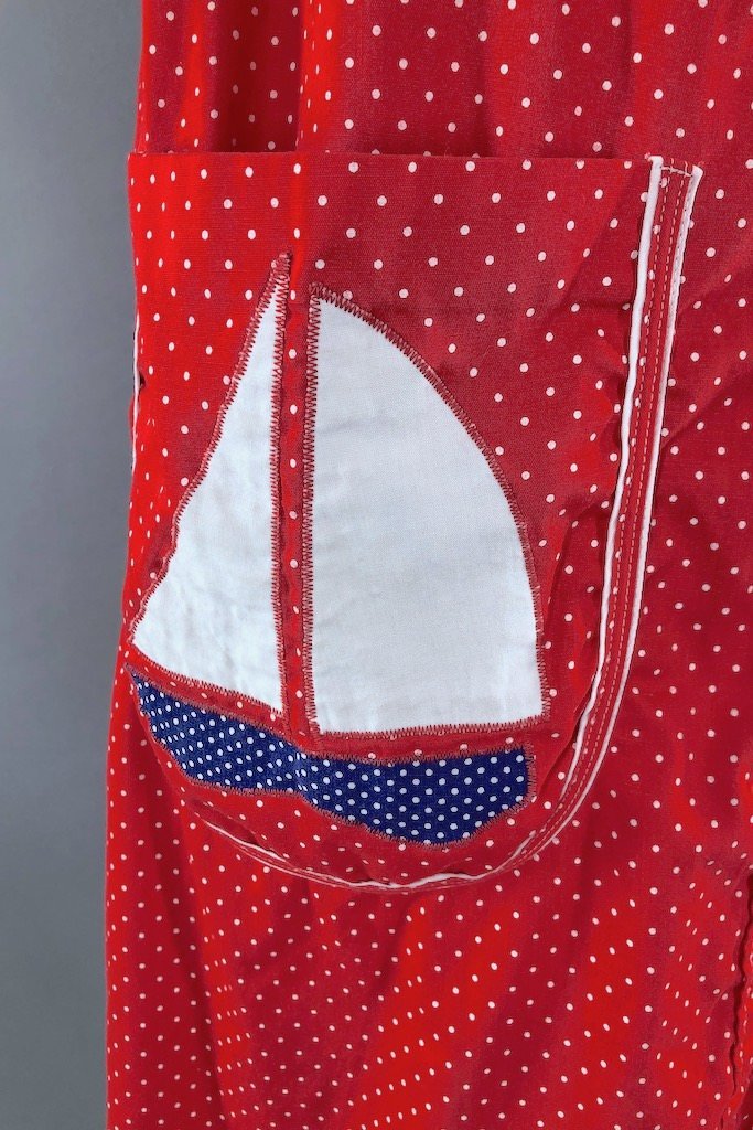 Vintage Red Nautical House Dress-ThisBlueBird - Modern Vintage