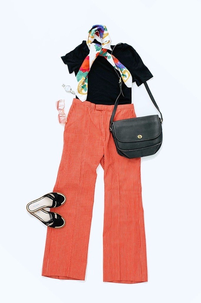 Vintage 1970s Red Pinstripe Pants-ThisBlueBird - Modern Vintage