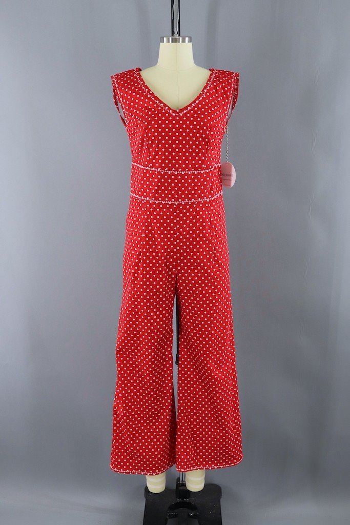 Vintage Red Polka Dot Jumpsuit-ThisBlueBird - Modern Vintage