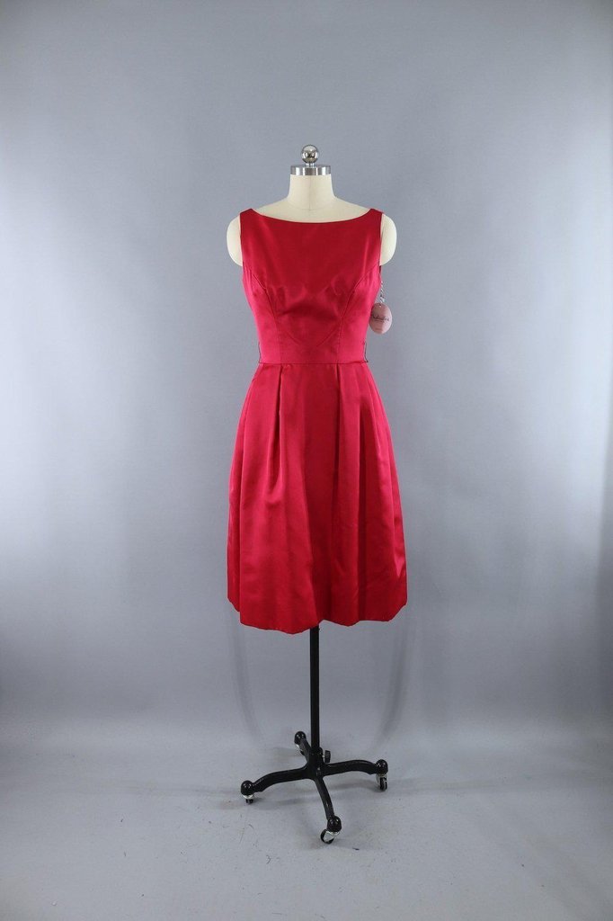 Vintage Red Satin Party Dress / The California Room - ThisBlueBird