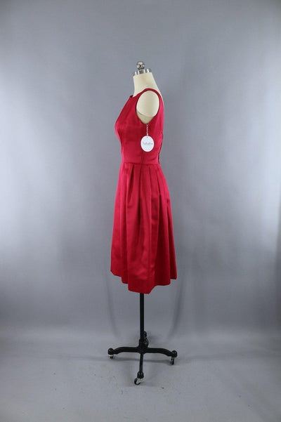 Vintage Red Satin Party Dress / The California Room - ThisBlueBird