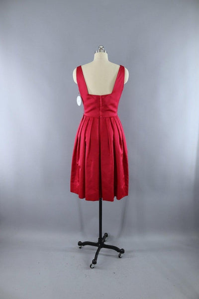 Vintage Red Satin Party Dress / The California Room - ThisBlueBird