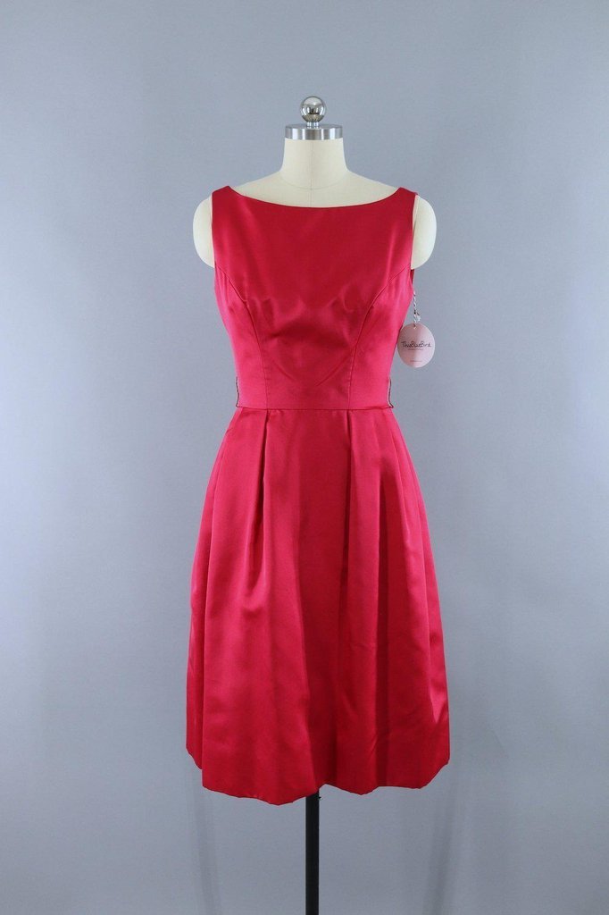 Vintage Red Satin Party Dress / The California Room - ThisBlueBird