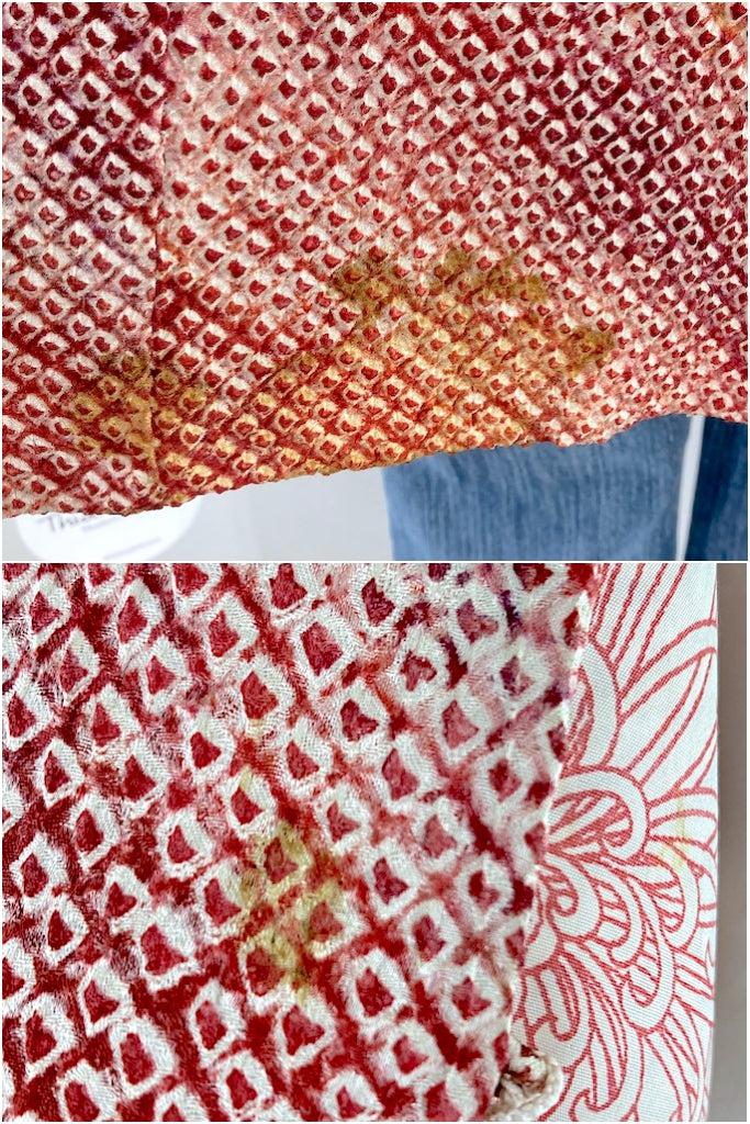 Vintage Red Shibori Silk Kimono Jacket-ThisBlueBird
