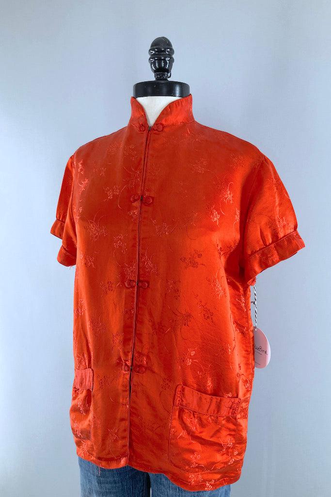 Vintage Red Silk Blouse-ThisBlueBird