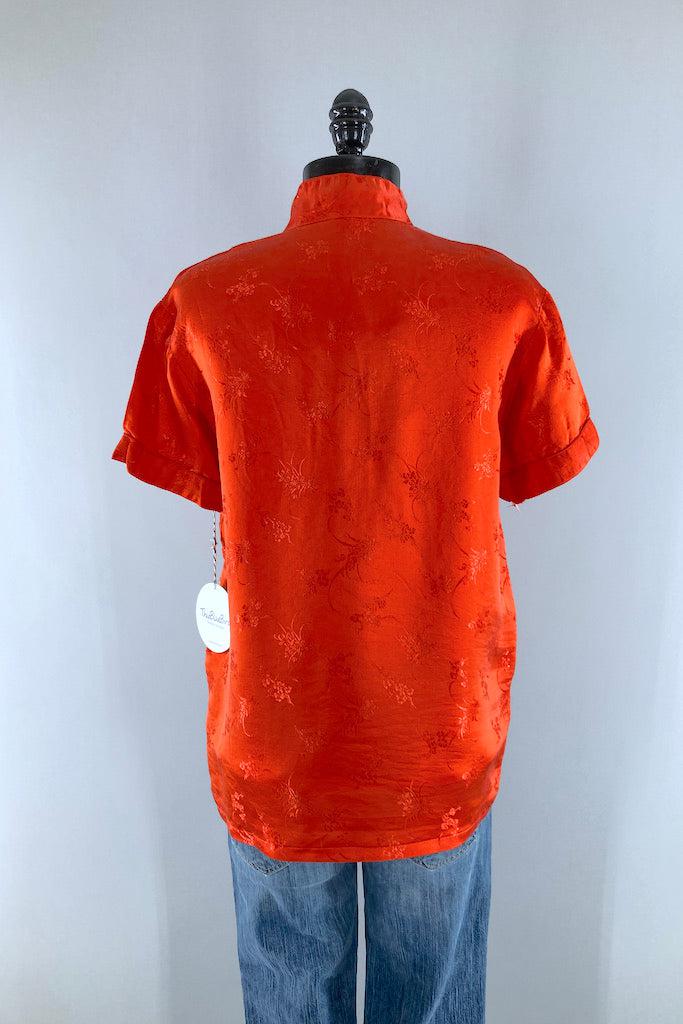 Vintage Red Silk Blouse-ThisBlueBird