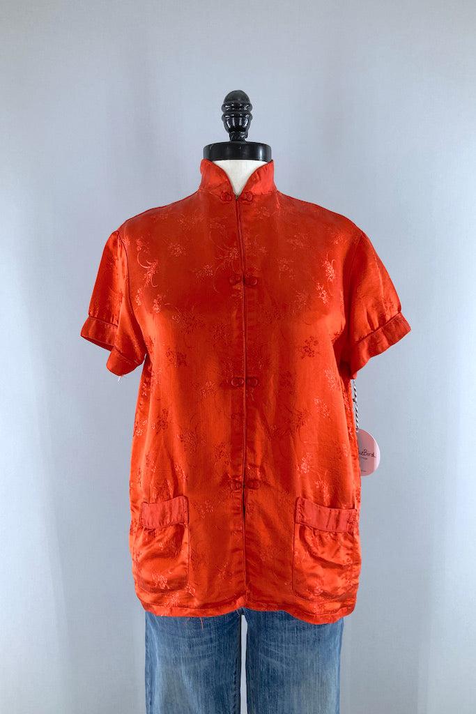 Vintage Red Silk Blouse-ThisBlueBird