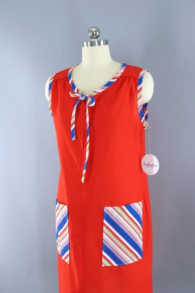 Vintage Red Sleeveless Sundress-ThisBlueBird - Modern Vintage