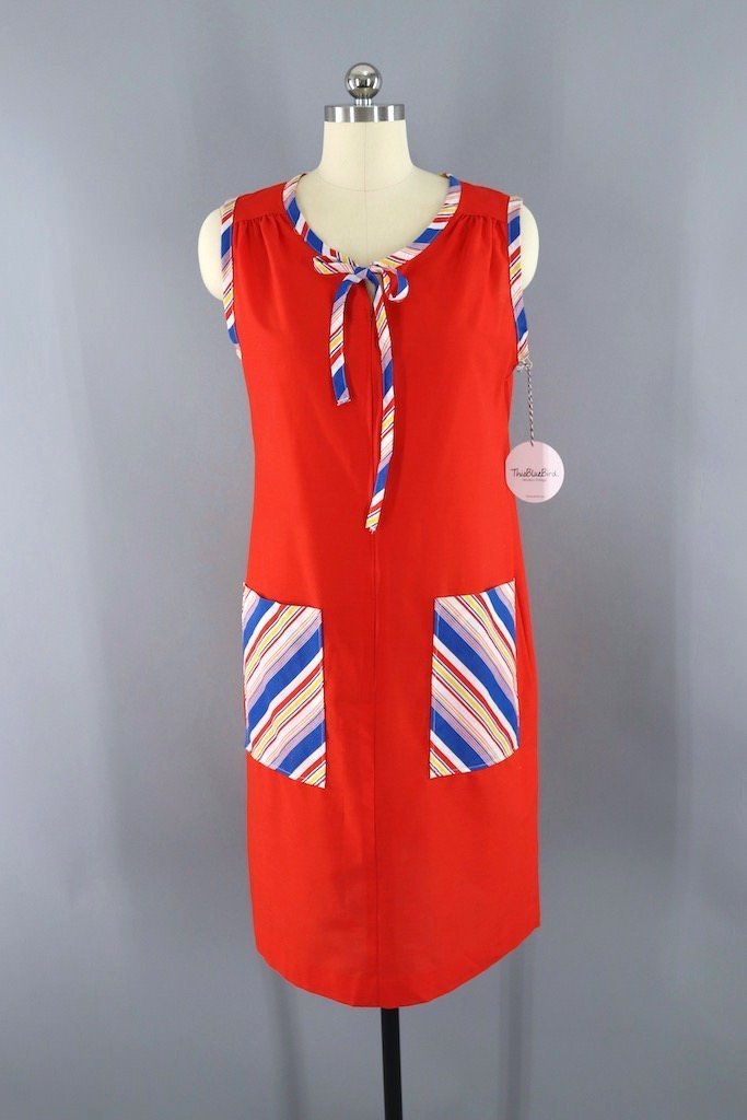Vintage Red Sleeveless Sundress-ThisBlueBird - Modern Vintage