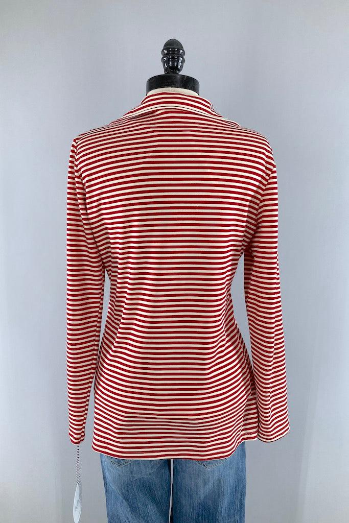 Vintage Red Striped Casual Top-ThisBlueBird