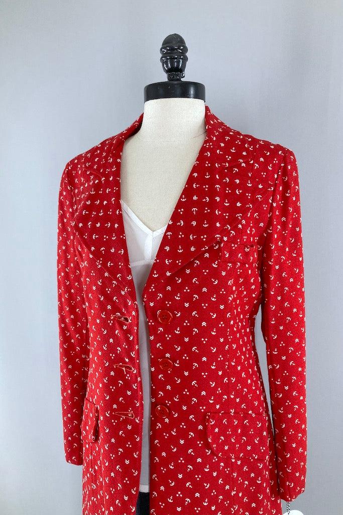 Vintage Red &amp; White Anchors Blazer-ThisBlueBird
