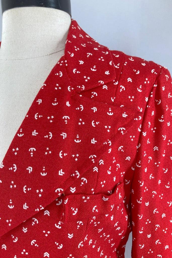Vintage Red &amp; White Anchors Blazer-ThisBlueBird