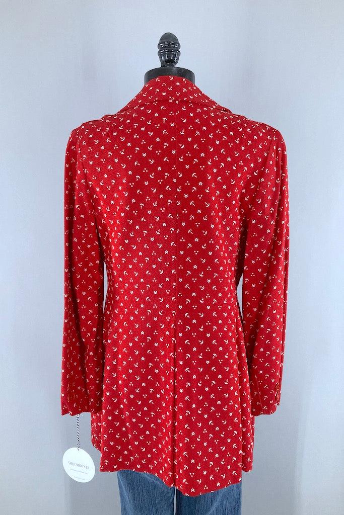 Vintage Red &amp; White Anchors Blazer-ThisBlueBird