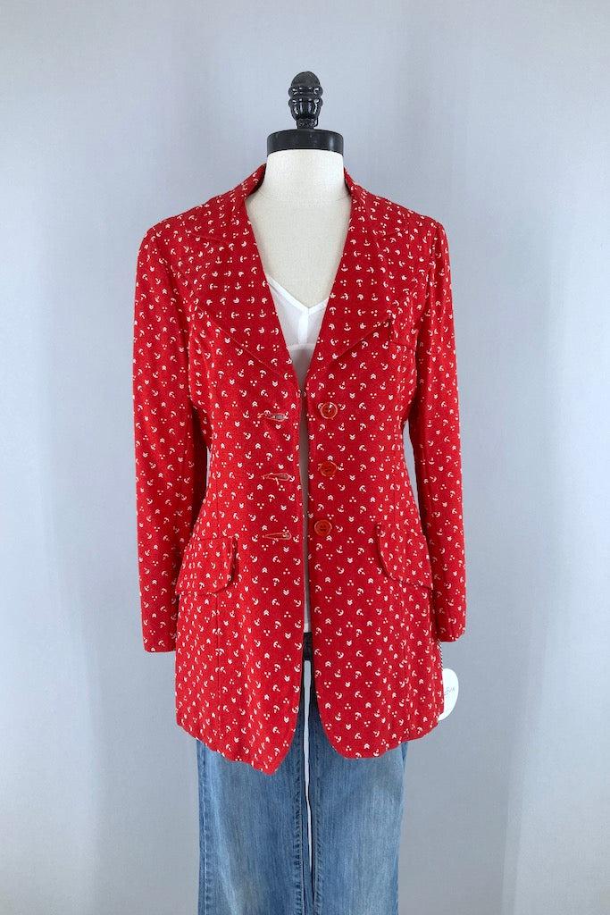 Vintage Red &amp; White Anchors Blazer-ThisBlueBird