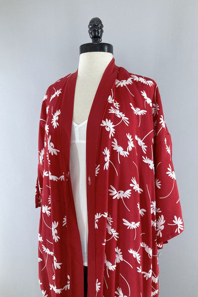 Vintage Red & White Short Robe-ThisBlueBird