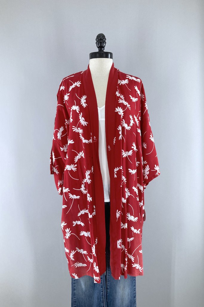 Vintage Red & White Short Robe-ThisBlueBird