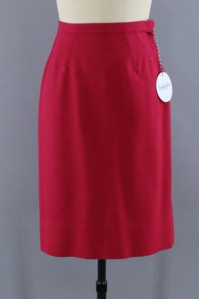 Vintage Red Wool Pencil Skirt - ThisBlueBird