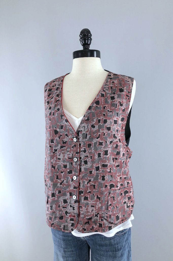 Vintage Reversible Velvet Vest-ThisBlueBird - Modern Vintage