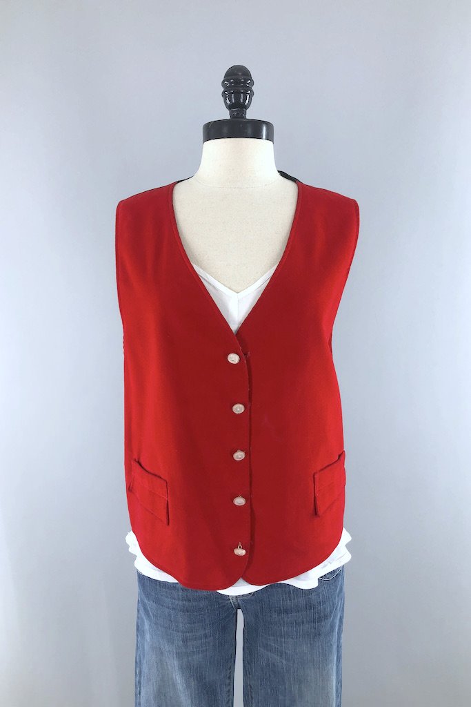 Vintage Reversible Velvet Vest-ThisBlueBird - Modern Vintage