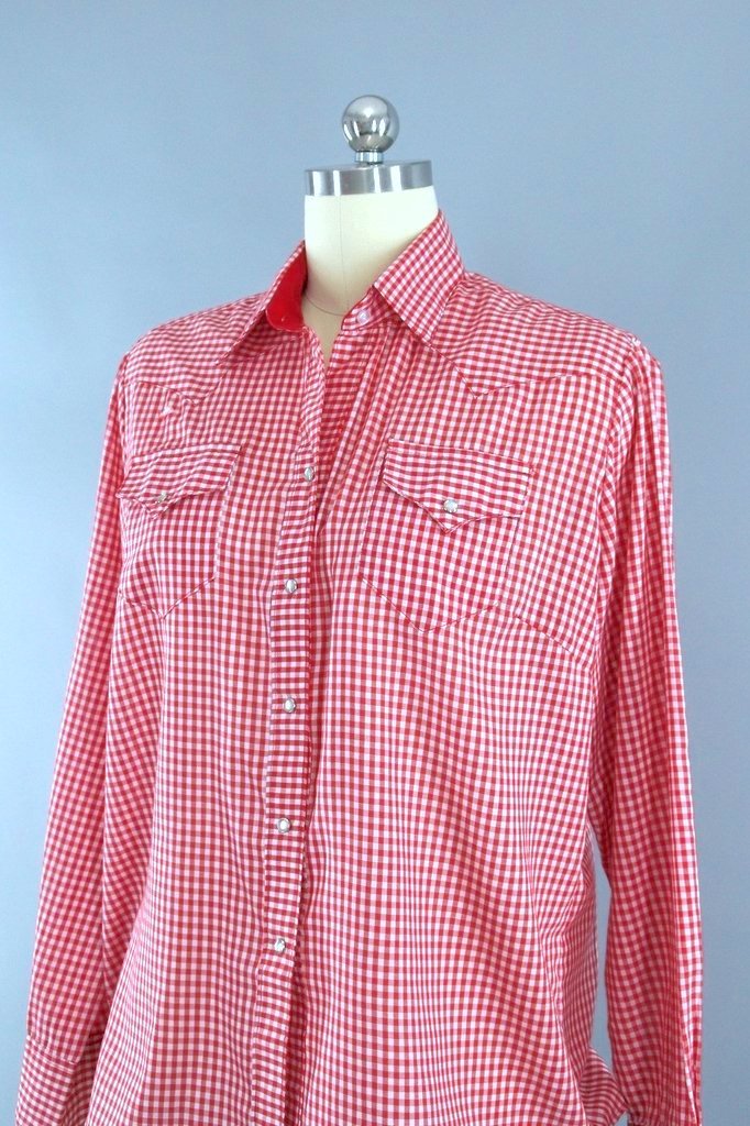 Vintage Rockmount Red Gingham Western Shirt-ThisBlueBird