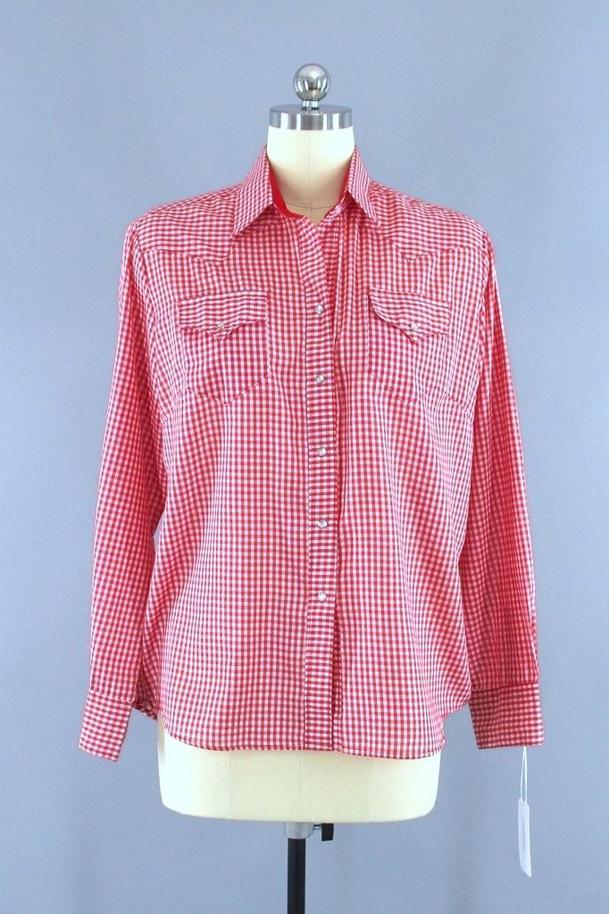 Vintage Rockmount Red Gingham Western Shirt-ThisBlueBird