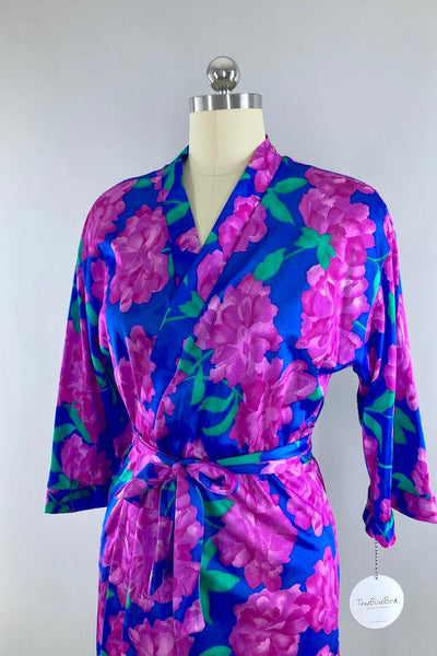 Vintage Roxanne Magenta Floral Robe-ThisBlueBird