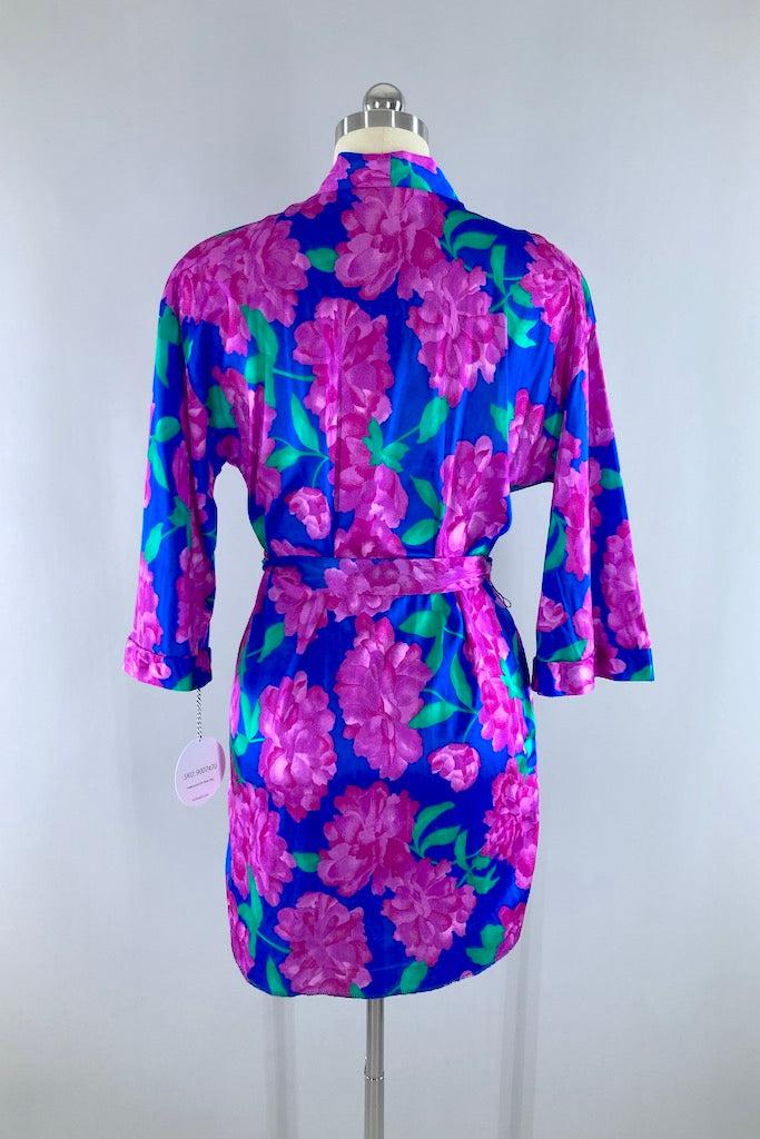 Vintage Roxanne Magenta Floral Robe-ThisBlueBird