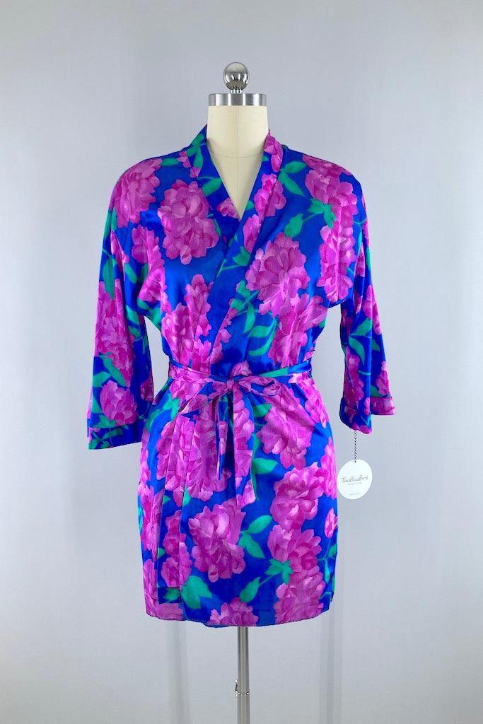 Vintage Roxanne Magenta Floral Robe-ThisBlueBird