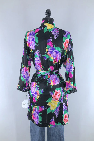 Vintage Roxanne Neon Floral Robe-ThisBlueBird - Modern Vintage