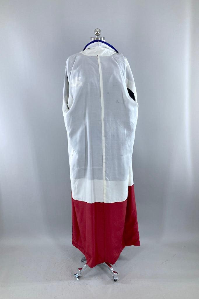 Vintage Royal Blue Floral Silk Kimono-ThisBlueBird