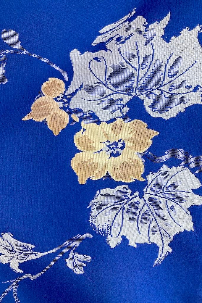 Vintage Royal Blue & Gold Floral Silk Kimono-ThisBlueBird
