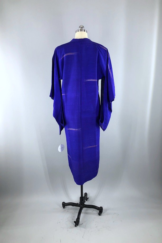 Vintage Royal Blue Silk Kimono Jacket-ThisBlueBird - Modern Vintage