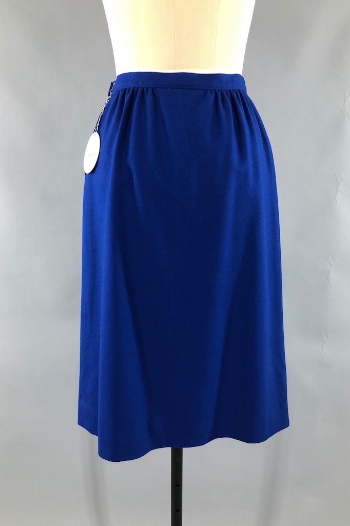 Vintage Royal Blue Wool Pendleton Skirt-ThisBlueBird - Modern Vintage
