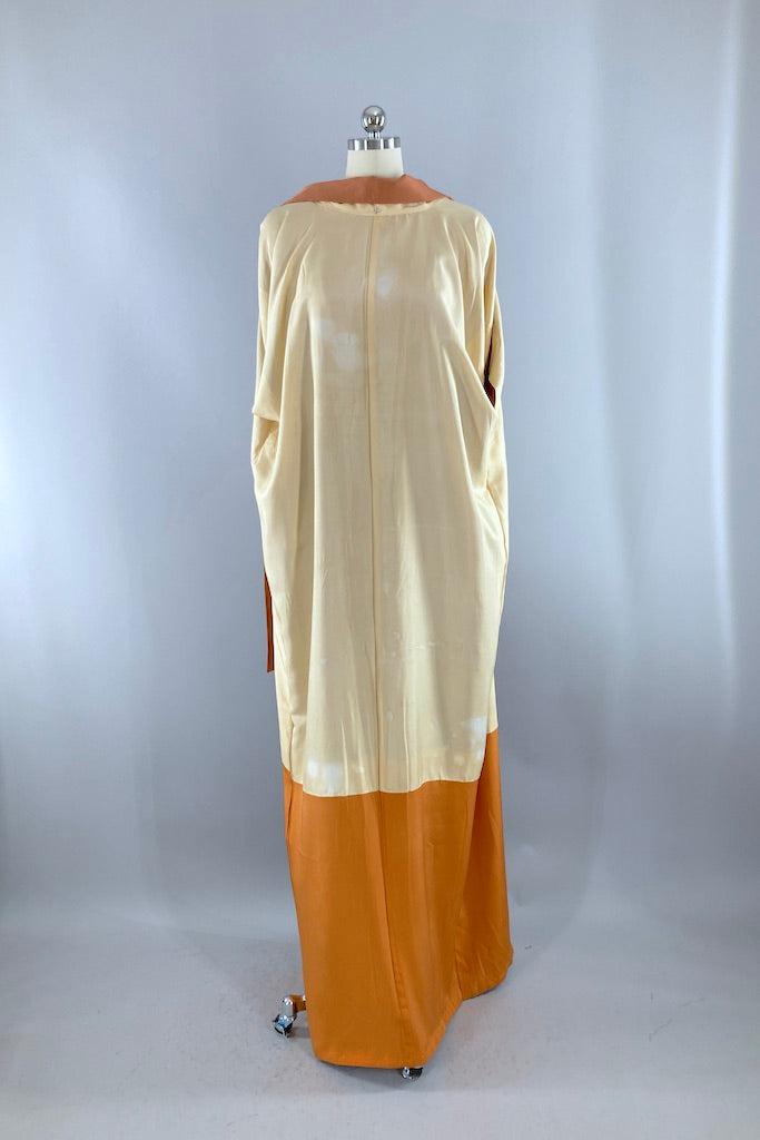 Vintage Rust Floral Baskets Silk Kimono-ThisBlueBird