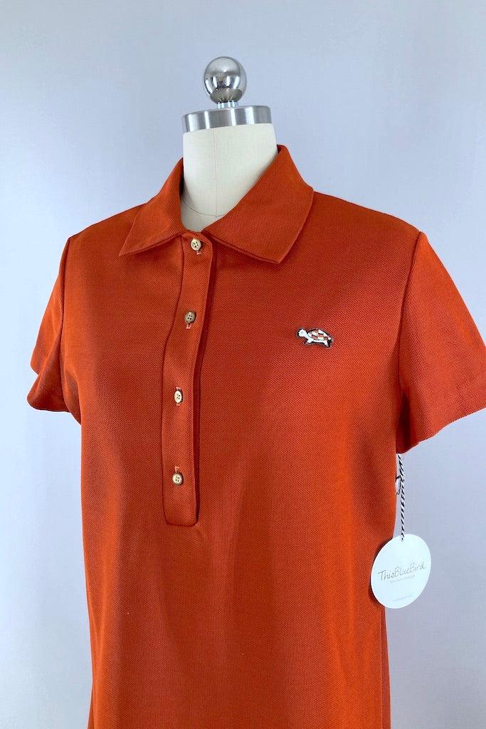 Vintage Rust Orange Polo Shirt Dress-ThisBlueBird